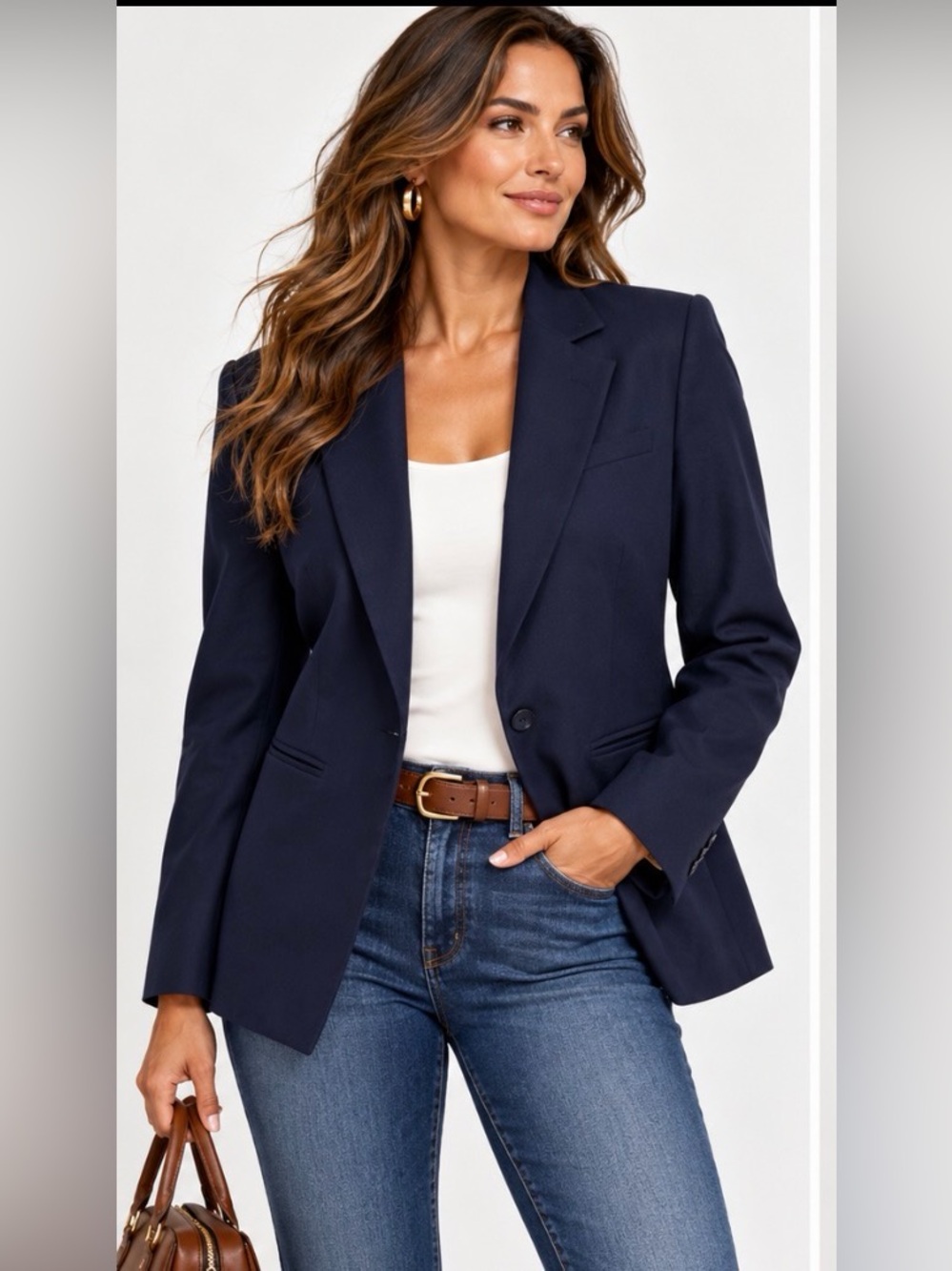 NWT Pendleton Plus Size 16W Navy 100% Virgin Wool One Button Blazer Jacket